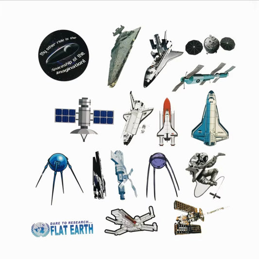 50 Spacecraft Space Station Stickers, Luggage, Laptop, Guitar, Helmet Doodle Decoration Toys