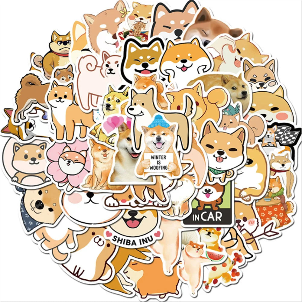 50PCS    Cute Cartoon Pet Puppy Notebook Hand Account Graffiti Mobile Phone Shell Decorative Waterproof Stickers