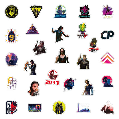 50PCS     HotGame Game Bopunk 2077 Graffiti Sticker Waterproof Luggage Laptop Scooter Sticker