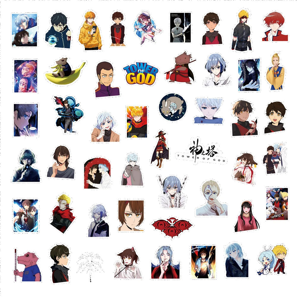 50PCS/Cartoon Anime God Tower Graffiti Sticker Laptop Skateboard Guitar Water Cup Waterproof Decorative Sticker