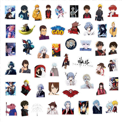 50PCS/Cartoon Anime God Tower Graffiti Sticker Laptop Skateboard Guitar Water Cup Waterproof Decorative Sticker