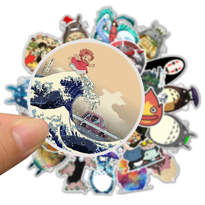 50PCS cartoon Totoro Spirited Away girl doodle stickers, personalized DIY skateboard luggage, guitar, phone case, laptop doodle waterproof decorative stickers toys