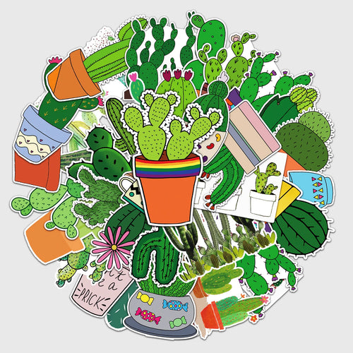 50pcs Popular Animation Cactus Graffiti Decoration Luggage Compartment Waterproof Sticker