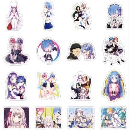 50PCS of cute anime girl life graffiti stickers from zero different worlds, personalized DIY waterproof car luggage box, laptop phone case graffiti sticker toys