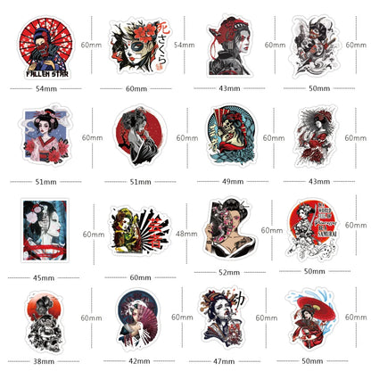 50PCS Color Geisha New Art Graffiti Stickers Waterproof Removable Car Trunk Water Cup Stickers