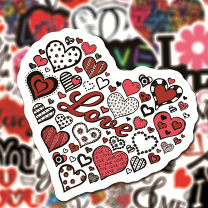 50PCS Valentine's Day Love Graffiti Waterproof Sticker Suitcase Notebook Skateboard Refrigerator Helmet Water Cup