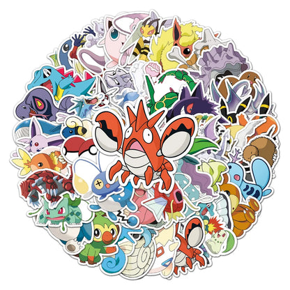 50PCS Pokemon Creative Graffiti Sticker Luggage Scooter Tablet PC Car Cartoon Decorative Sticker