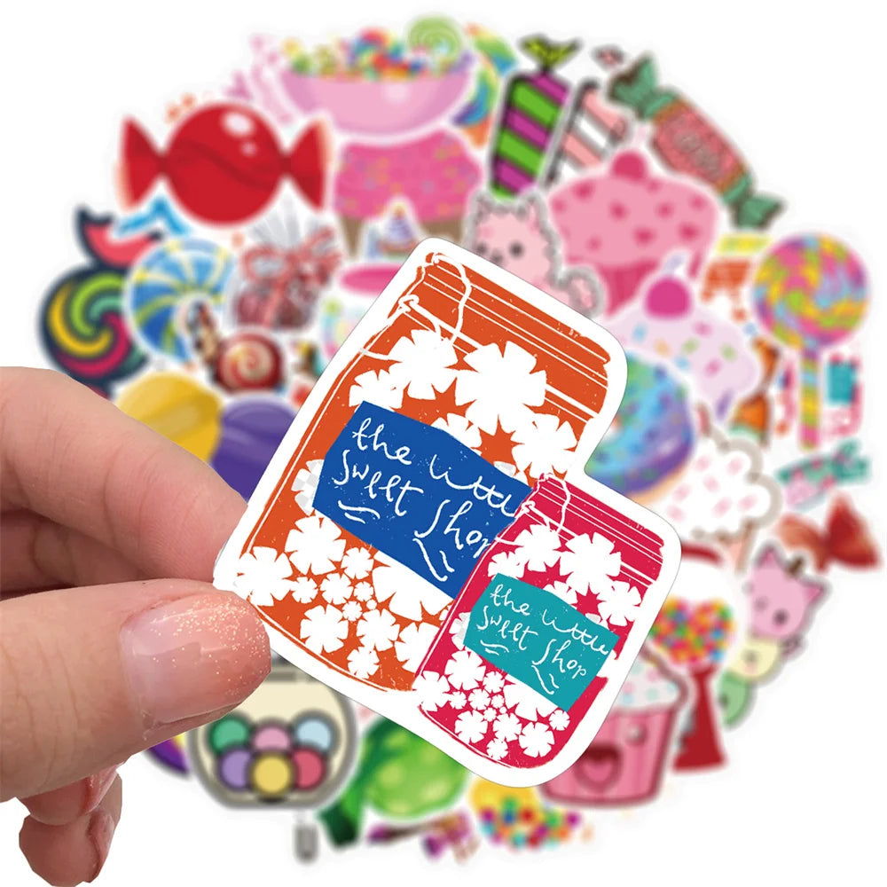 50PCS Color Candy Graffiti Stickers Cute Waterproof Laptop Phone Case Car Decoration Stickers