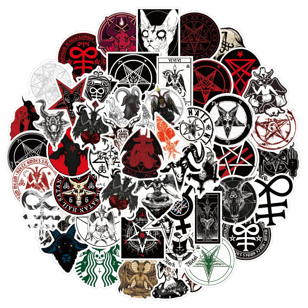 50pcs Creative Cartoon Non Repeating Satan Graffiti Decoration Luggage Compartment Guitar Waterproof Sticker