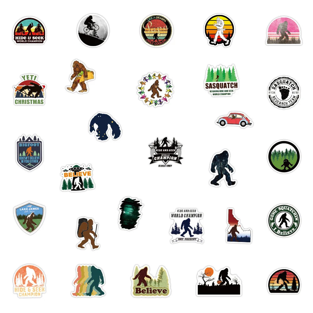 50pcs New Bigfoot Savage Graffiti Sticker Waterproof Luggage Compartment Notebook Scooter Water Cup Sticker Custom