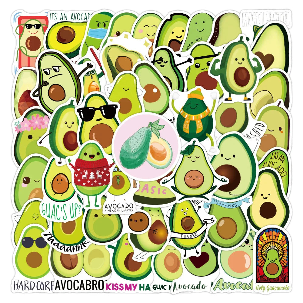50PCS Fruit Cartoon Avocado Graffiti Laptop Guitar Motorcycle Luggage Skateboard Bike Waterproof Sticker