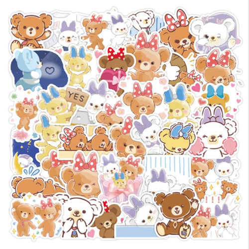 50PCS Duffy Bear and Ballet Rabbit Cartoon Graffiti Stickers Suitcase Laptop Refrigerator Scooter Decorative Toys