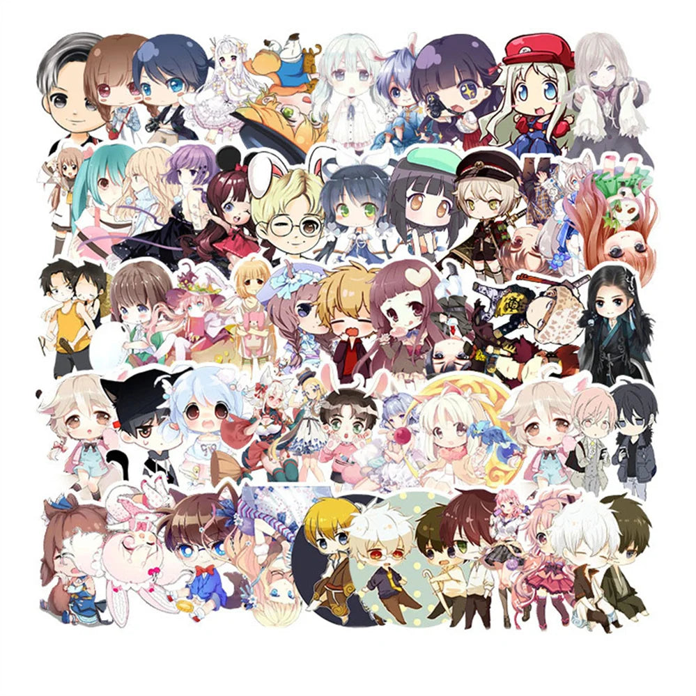 50 pieces of cartoon, fresh and cute animated girl graffiti stickers, personalized DIY diary, scooter, laptop, phone case decoration, waterproof sticker toys