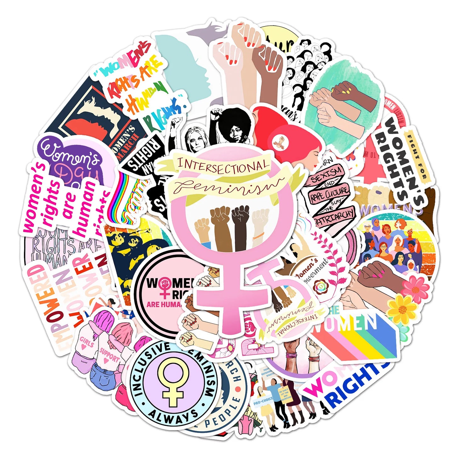 50PCS New Feminist Cartoon Graffiti Waterproof Sticker Suitcase Notebook Refrigerator Skateboard Water Cup Helmet