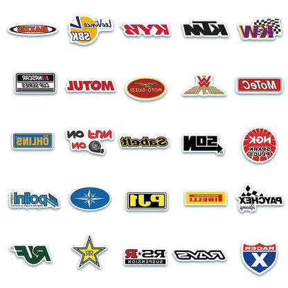 50PCS Cool Racing Logo Graffiti Laptop Skateboard Guitar Fridge Water Cup Waterproof Sticker