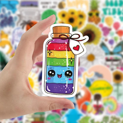 50PCS Art Illustration Popular Creative Cartoon Variety Of Fresh Decorative Style Graffiti Stickers Personality Fashion Creative DIY Exquisite Decorative Decals For Cups, Helmets, Skateboards Popular Stickers Toys