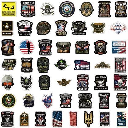 50PCS War Style Memorial Veterans Graffiti Stickers Personalized Skateboard Suitcase Mobile Phone Stickers