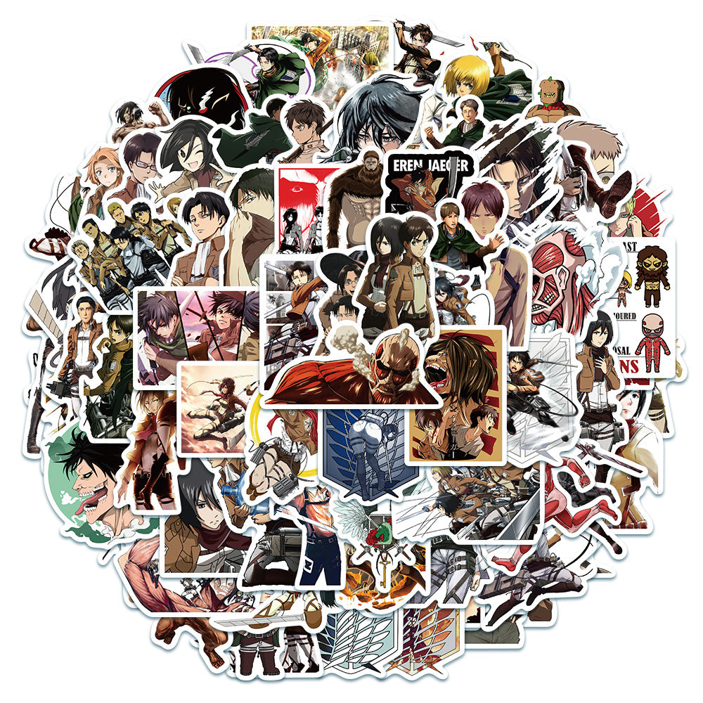 50PCS Attack on Titan Inspired Stickers - Anime Apocalypse Doodle Decals for Dystopian Worldbuilding, Existential Threat Journals & Titan Warfare Art Projects