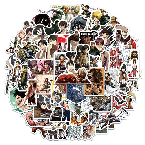 50PCS Attack on Titan Inspired Stickers - Anime Apocalypse Doodle Decals for Dystopian Worldbuilding, Existential Threat Journals & Titan Warfare Art Projects
