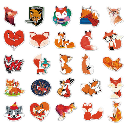 50PCS Cunning Fox Cute Cartoon Personality DIY Decorative Sticker Trunk Refrigerator Car Creative Sticker