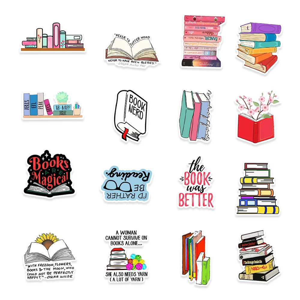 50PCS Book Reading Graffiti Stickers Computer Mobile Phone Tablet Computer Decorative Stickers