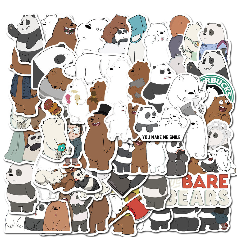 50PCS Cartoon Naked Bear Stickers - Cute Animal Decals for Laptops, Water Bottles, Journals & Funny Meme Gifts