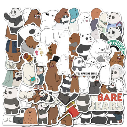 50PCS Cartoon Naked Bear Stickers - Cute Animal Decals for Laptops, Water Bottles, Journals & Funny Meme Gifts