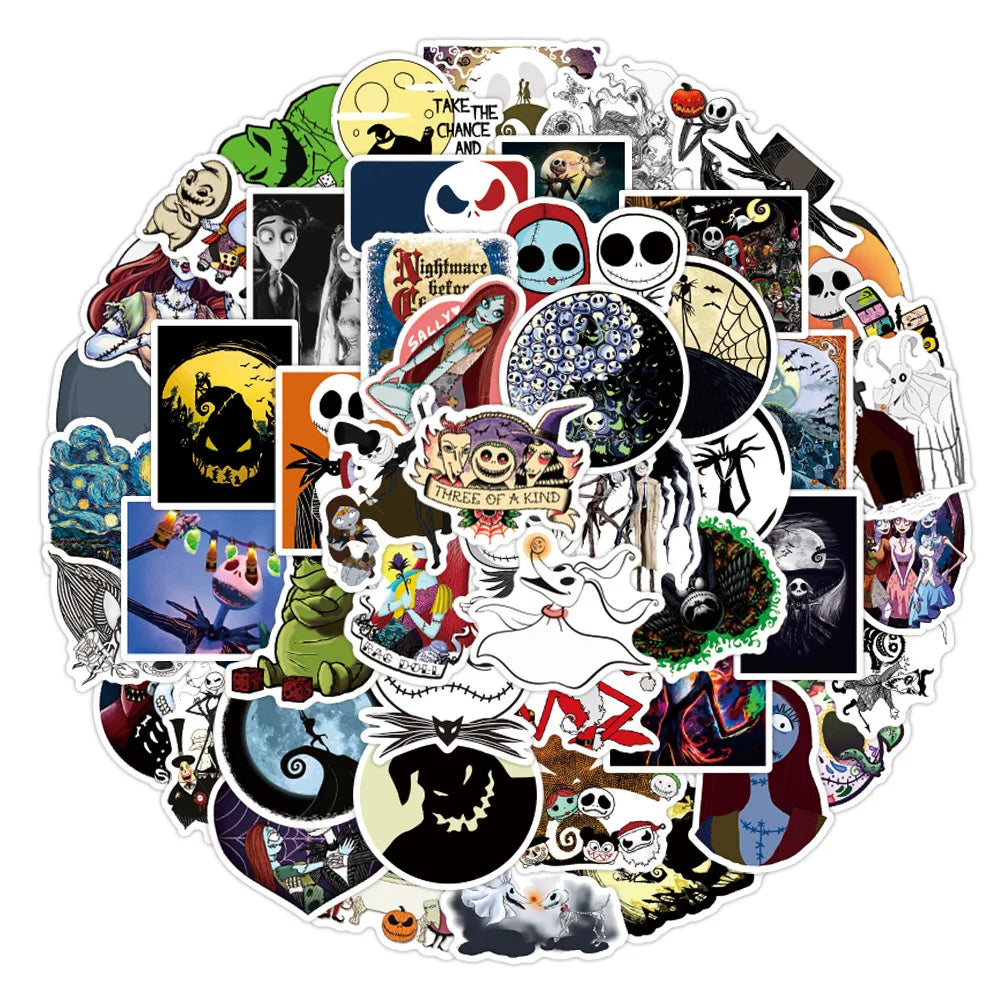 50PCS Cartoon Film and Television Christmas Fright Night Graffiti Stickers Personalized Fashion Creative Trend DIY Exquisite Decorative Decals for Cups Helmets Skateboards Popular Stickers Toys
