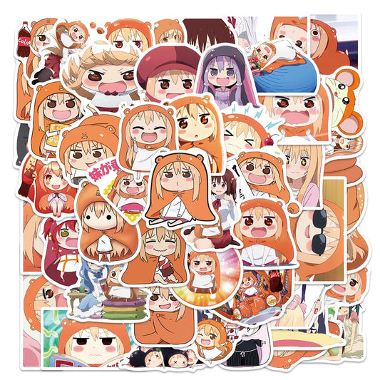 50PCS of cute cartoon and Japanese anime character doodle stickers in the style of the "sister-in-law Komori", personalized, fashionable and creative DIY exquisite decorative decal cups, helmets, and popular skateboard sticker toys