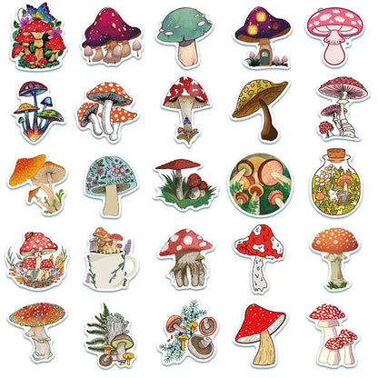 50PCS Plant Mushroom Cute Cartoon Graffiti Toy Notebook Mobile Phone Guitar PVC Waterproof Stickers