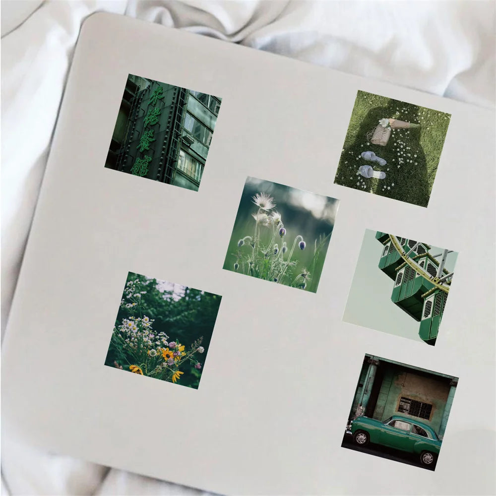 50PCS Green Landscape Picture Graffiti Stickers Decorative Trolley Case Laptop Thermos Waterproof Stickers