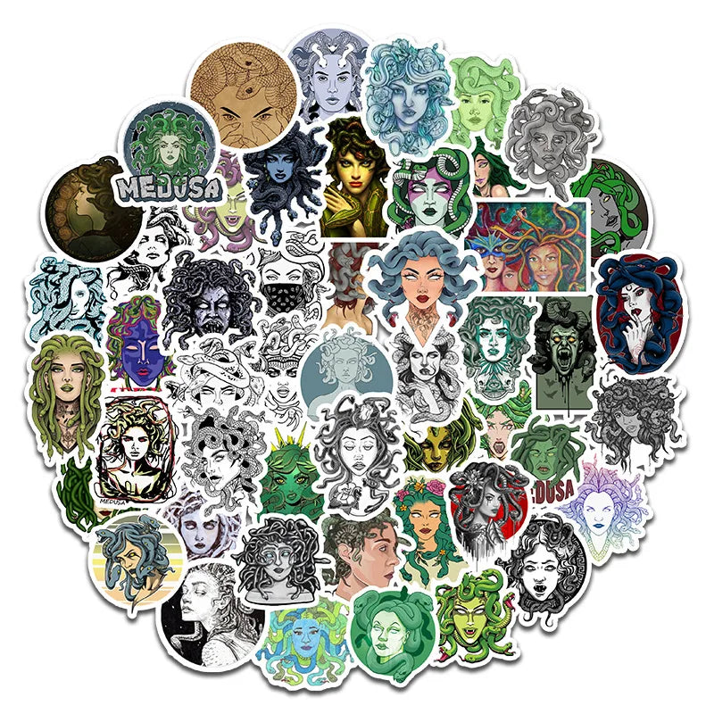 50PCS Demon Snake Girl in Greek Mythology Cartoon Stickers Bike Notebook Cell Phone Skateboard Sticker Decal Gothic Toys