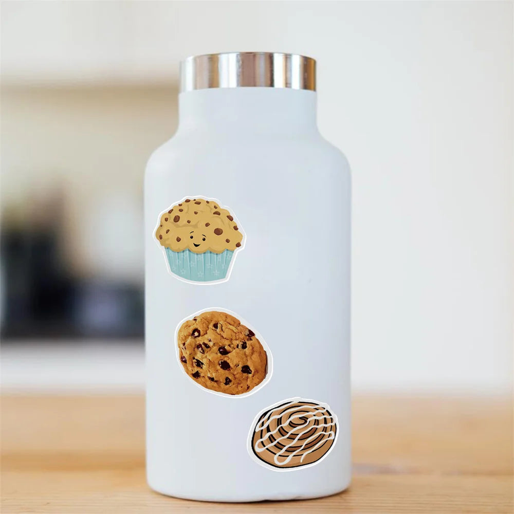 50PCS Food Gourmet Cartoon Sticker PVC Graffiti Luggage Box Water Cup Helmet Decoration Sticker