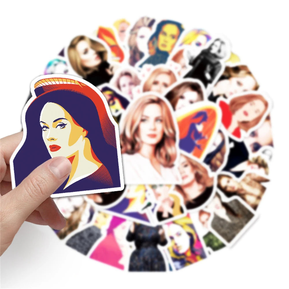 50PCS New Popular Female Star Adele Graffiti Decoration Suitcase Guitar Waterproof Sticker