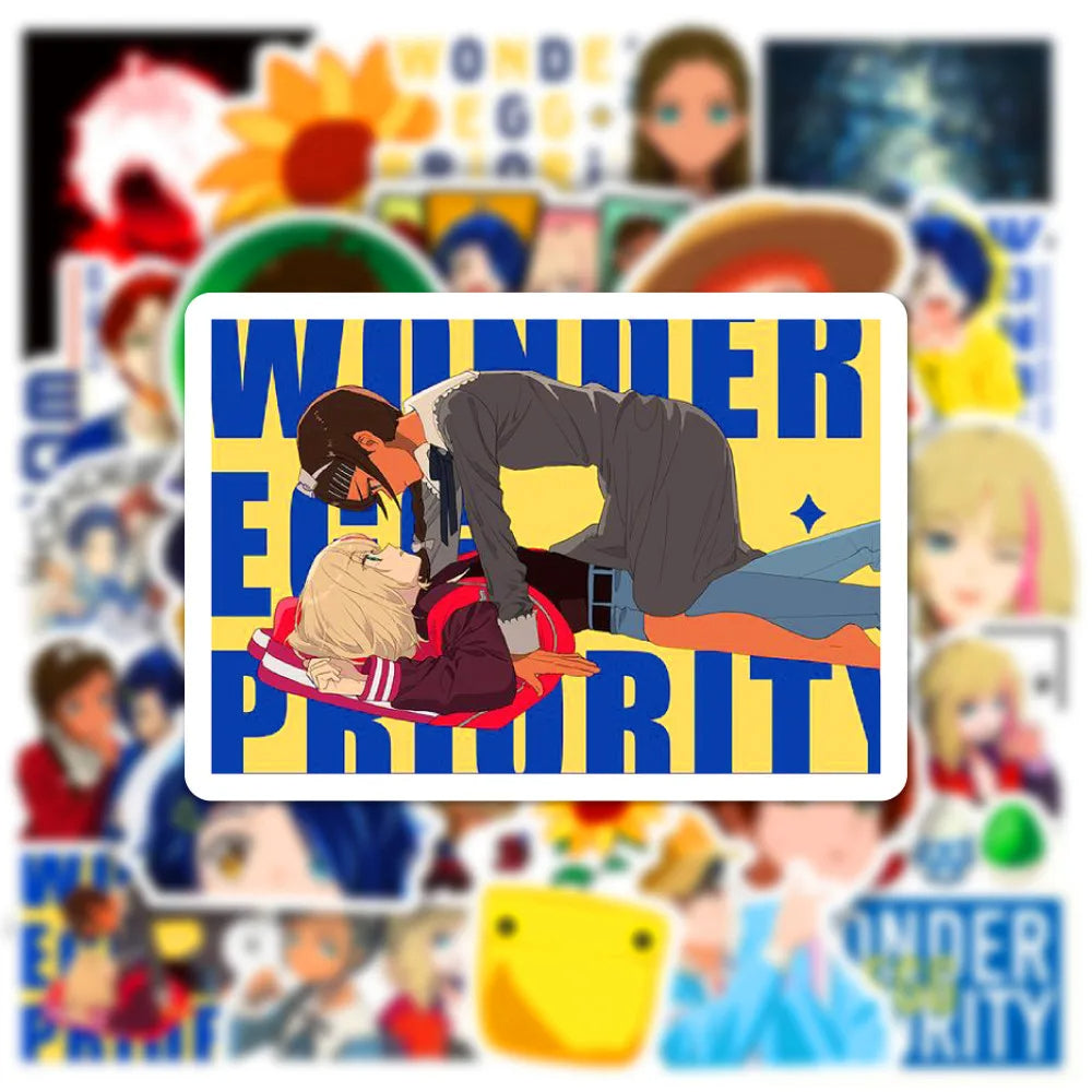 50PCS Cartoon Anime WONDER EGG PRIORITY Sticker DIY Skateboard Graffiti Waterproof Laptop Toy Sticker