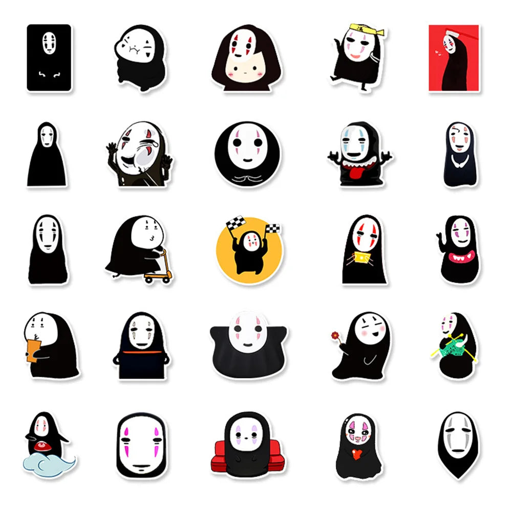 50PCS Cartoon Faceless Man Chihiro Personalized Decoration Graffiti Waterproof Sticker Suitcase Notebook WaterCup