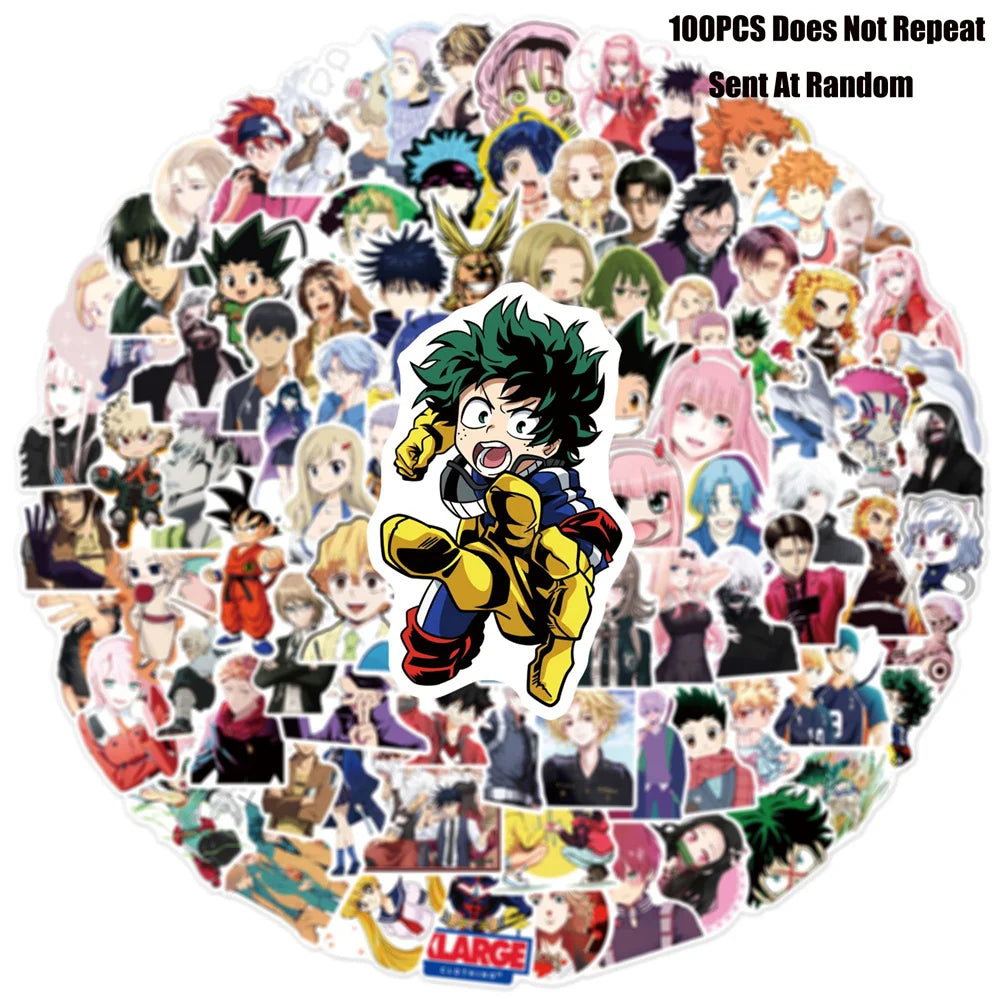 50PCS Cartoon Japanese Anime Mixed Sticker Graffiti/Volleyball Junior/Zero Two/Guitar Bike Skateboard Sticker