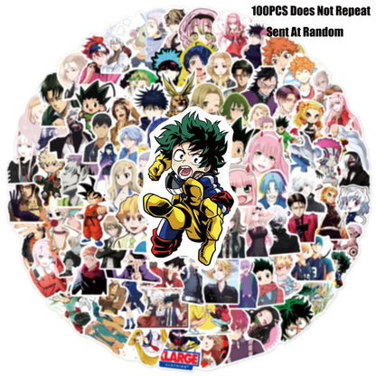 50PCS Cartoon Japanese Anime Mixed Sticker Graffiti/Volleyball Junior/Zero Two/Guitar Bike Skateboard Sticker