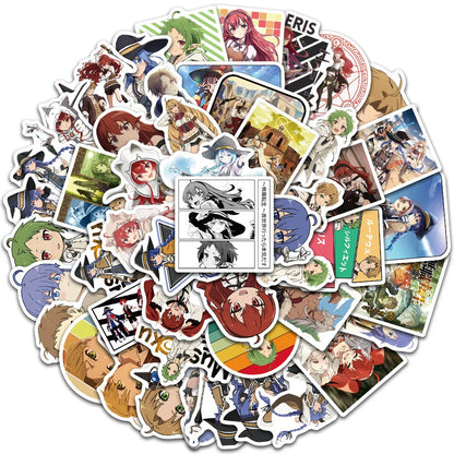 50PCS Art Illustration Popular Creative Cartoon Animation Unemployment Reincarnation Series Decorative Style Graffiti Stickers Personalised Fashion Creative DIY Exquisite Decorative Decals Suitable For Cups, Helmets, Skateboards Popular Stickers Toys
