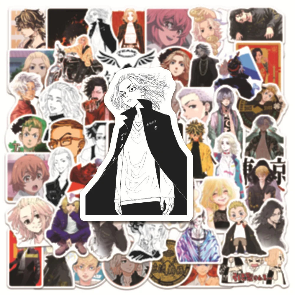 50PCS Anime Tokyo Avengers Cartoon Sticker Laptop Skateboard Mobile Phone Graffiti PVC Gift Toy Waterproof Sticker