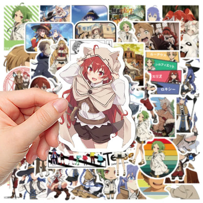 50PCS Art Illustration Popular Creative Cartoon Animation Unemployment Reincarnation Series Decorative Style Graffiti Stickers Personalised Fashion Creative DIY Exquisite Decorative Decals Suitable For Cups, Helmets, Skateboards Popular Stickers Toys