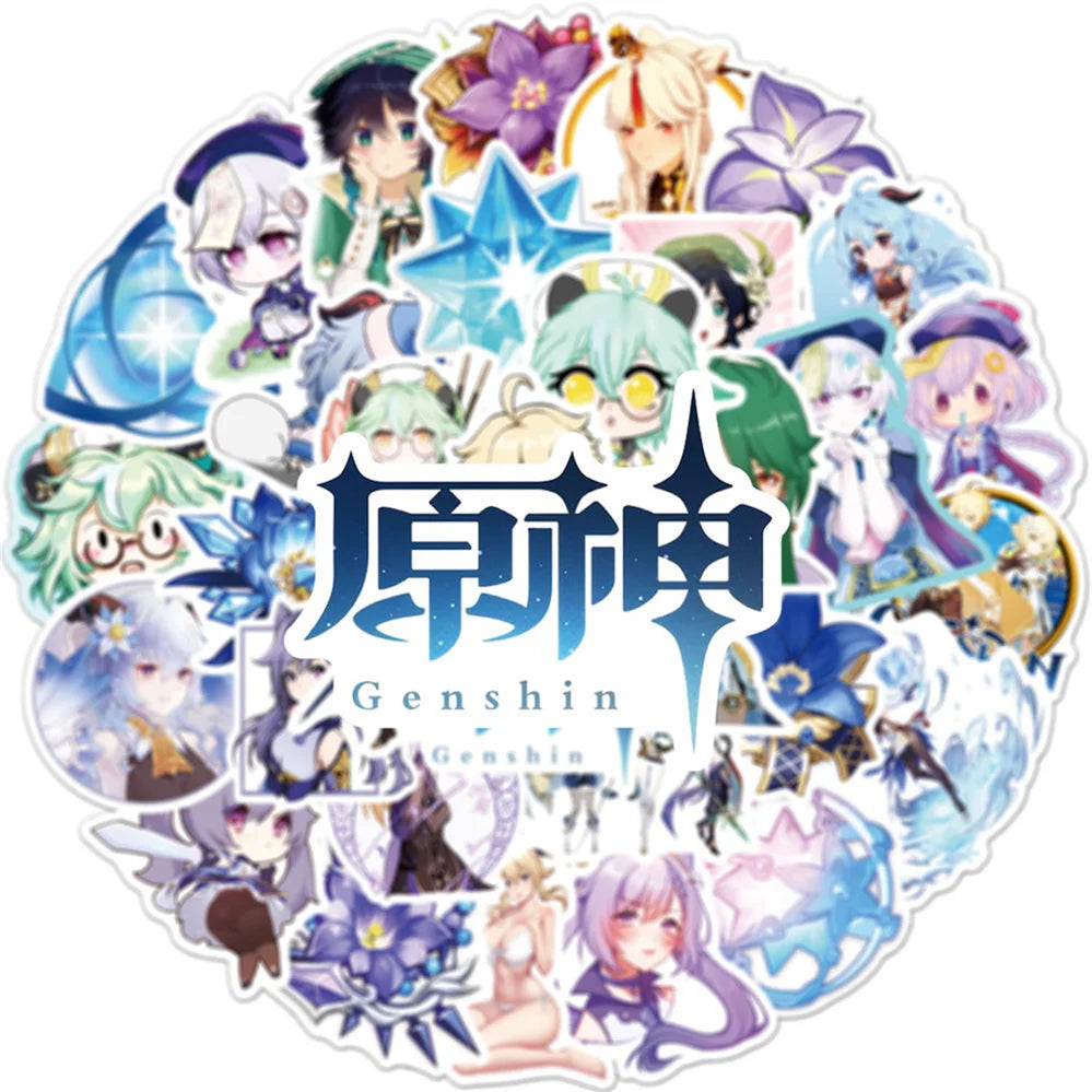 50 pieces of cartoon, anime and game spirit graffiti stickers, personalized DIY bags, guitars, cars, computers, PVC waterproof decorative stickers, toys