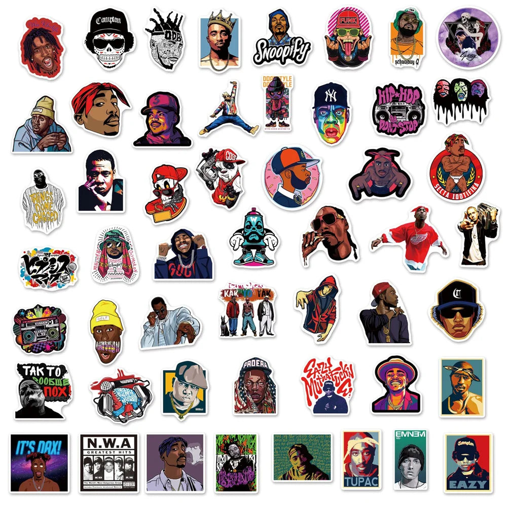 50PCS East West Coast Rap Graffiti Sticker Suitcase Guitar Car Computer Skateboard Refrigerator Helmet Waterproof