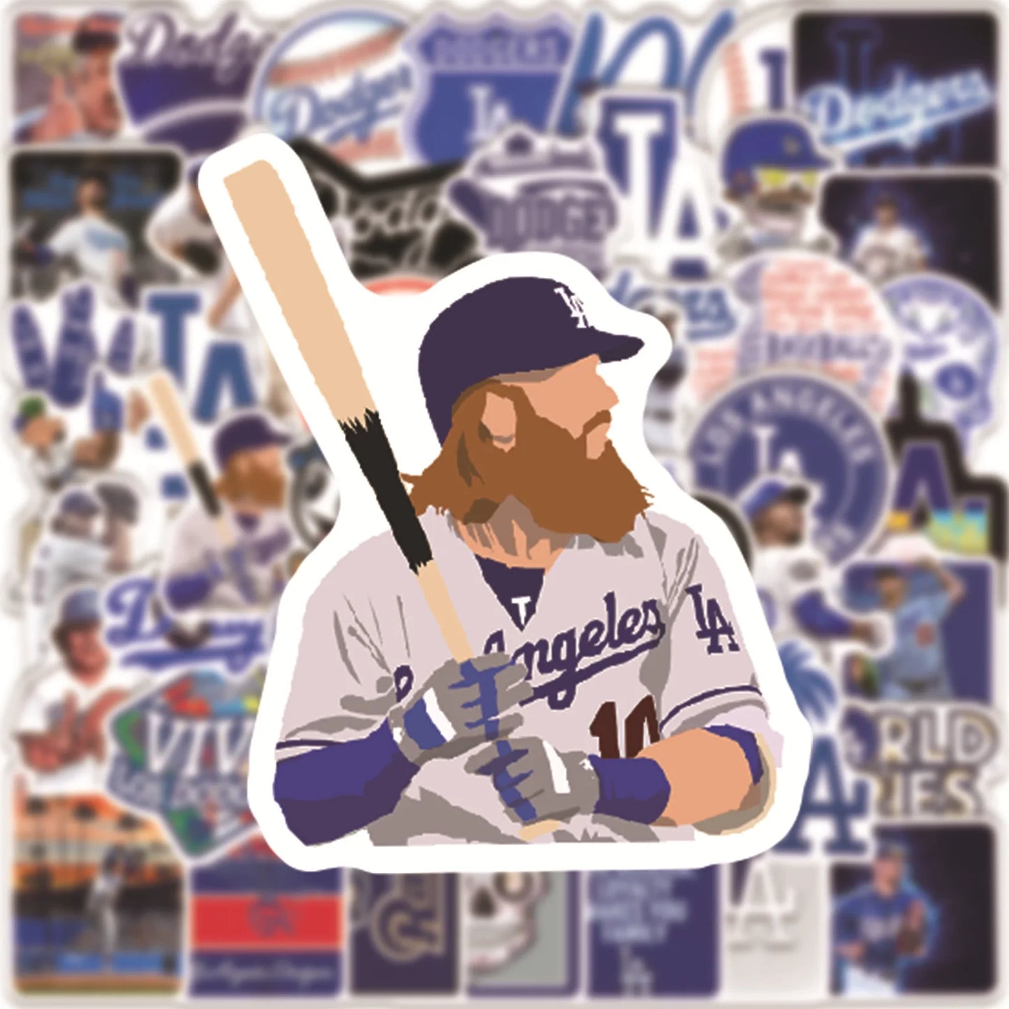 50PCS Dodgers Baseball Stickers Bike Skateboard Guitar Laptop Luggage Waterproof Joke Stickers