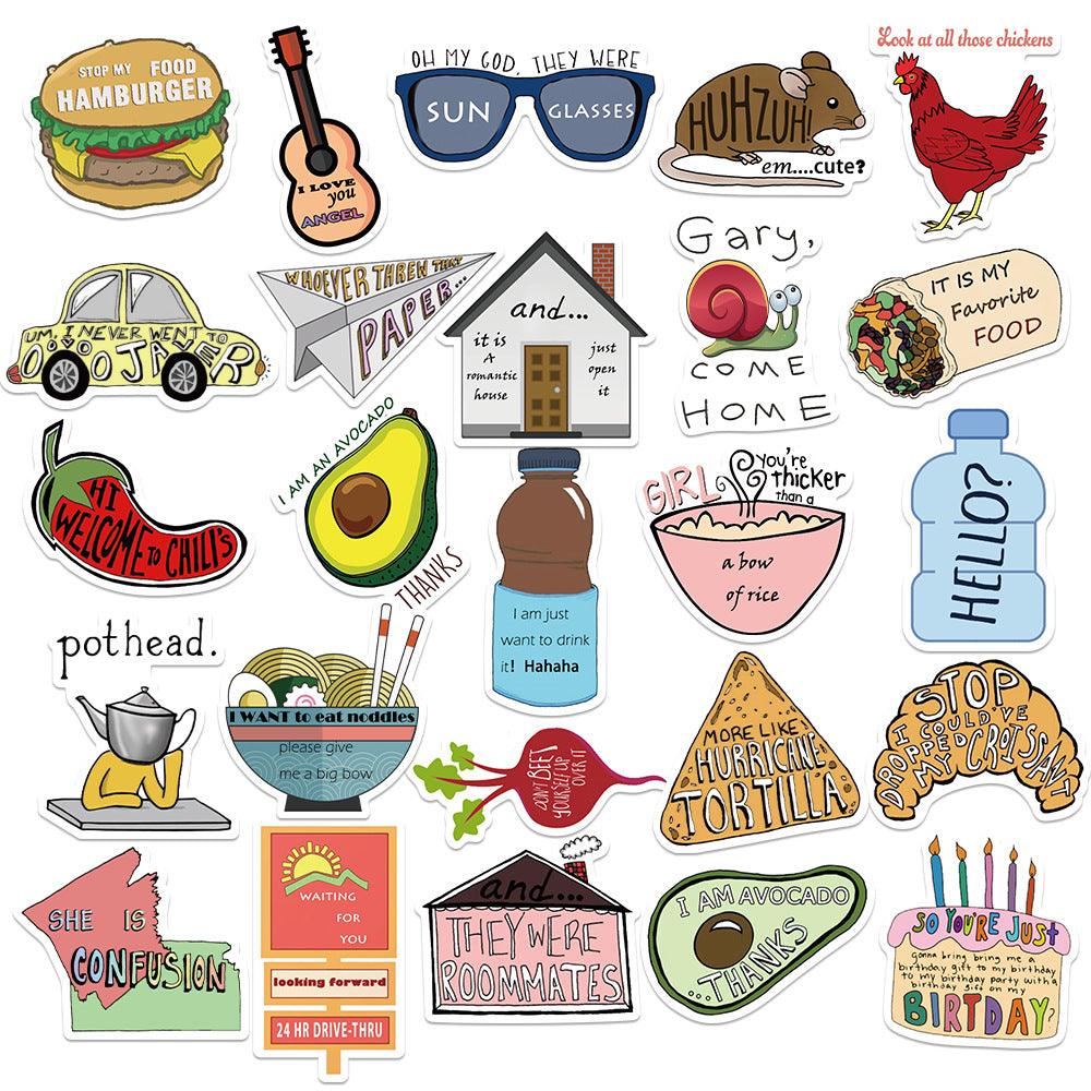 50PCS Adorable Cartoon Minimalist Doodle Stickers for Skateboards, Bags, Laptops, Stationery Boxes, and Beautiful DIY Desktop Decor Decals
