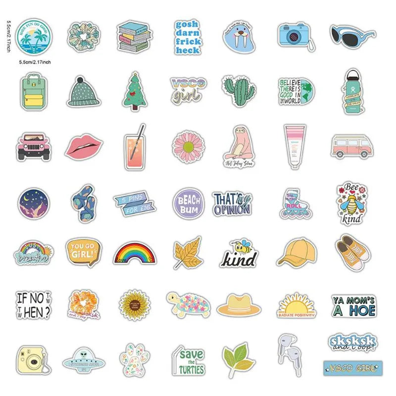 50PCS stationery cartoon cute daily necessities waterproof notebook hand account sticker graffiti decoration