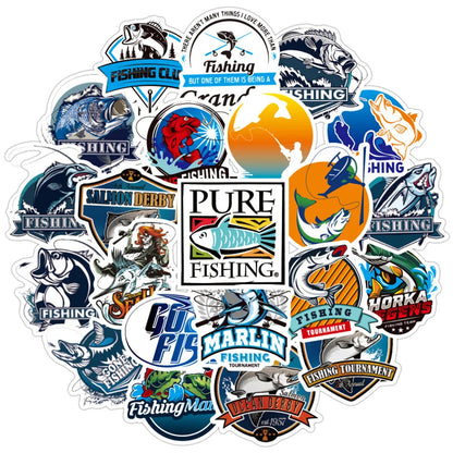 50PCS Cartoon Fishing Hobby Graffiti Laptop Guitar Motorcycle Luggage Skateboard Bike Waterproof Sticker