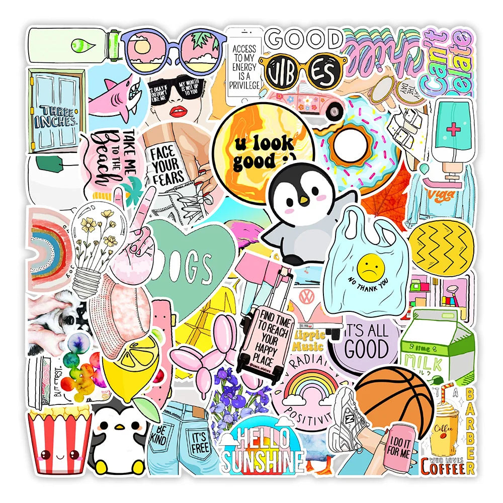 50PCSins Small Fresh Graffiti Stickers Computer Water Cup Kettle Skateboard Decoration Stickers