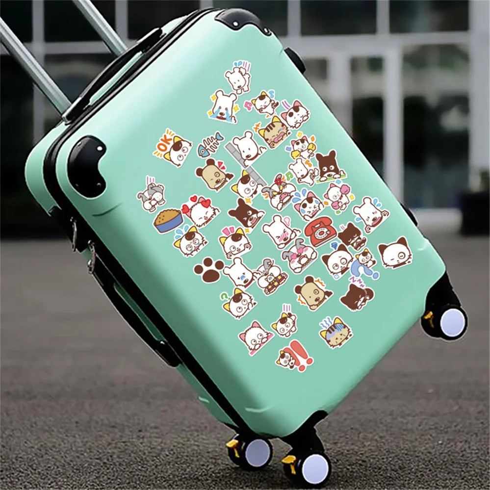50 pieces of cute cartoon animal cat and dog decorative style graffiti stickers, personalized, fashionable and creative DIY exquisite decorative decal cups, helmets, skateboard popular sticker toys