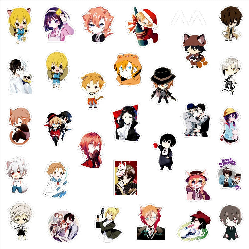 50PCS Animation Bungou Stray Dogs Graffiti Sticker Suitcase Notebook Personalized Waterproof Refrigerator Guitar